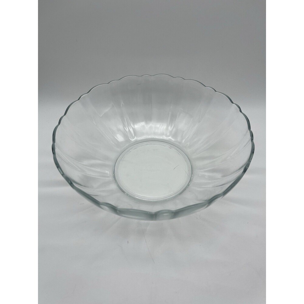 Vintage Arcoroc Clear Glass Swirl Pattern Pressed Bowl, 9 Inch, France